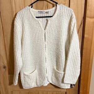 Elegant Women's White V-Neck Cardigan Sweater